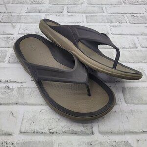 Men's Crocs Flip Flops Thongs Brown Tan Waterproof Size 12